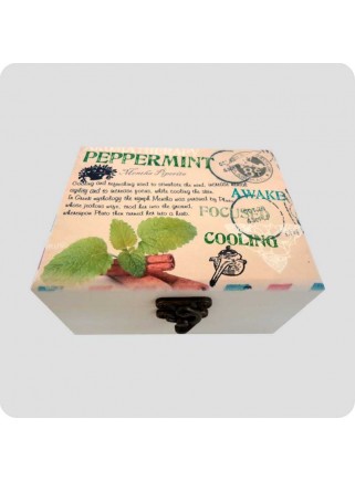 Wooden box peppermint for 12 bottles