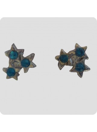 Ear studs 3 stars turquoise blue