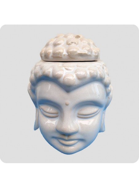 Aromalampe hvid buddha-hoved