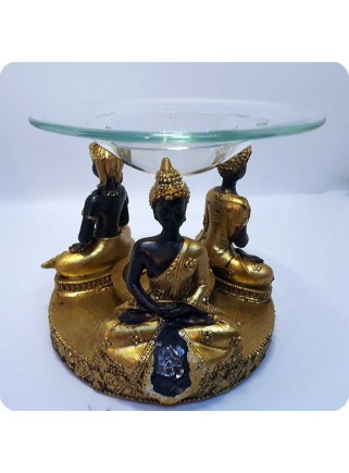 Oil burner 3 thai buddhas gold look