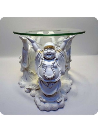Aromalampe hvid 3 leende buddha'er