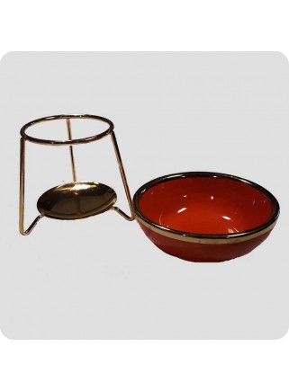 Aromalampe metal med orangerød skål