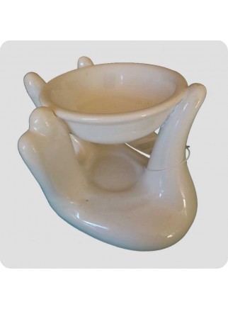Aromalampe hånd hvid keramik
