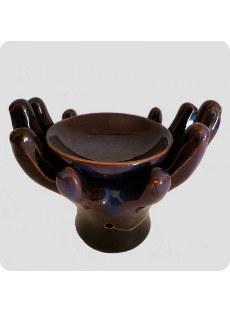 Aromalampe blå keramik 2 hænder