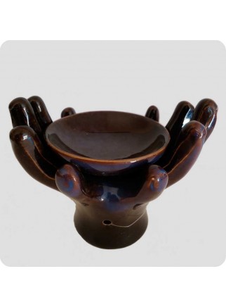 Aromalampe blå keramik 2 hænder
